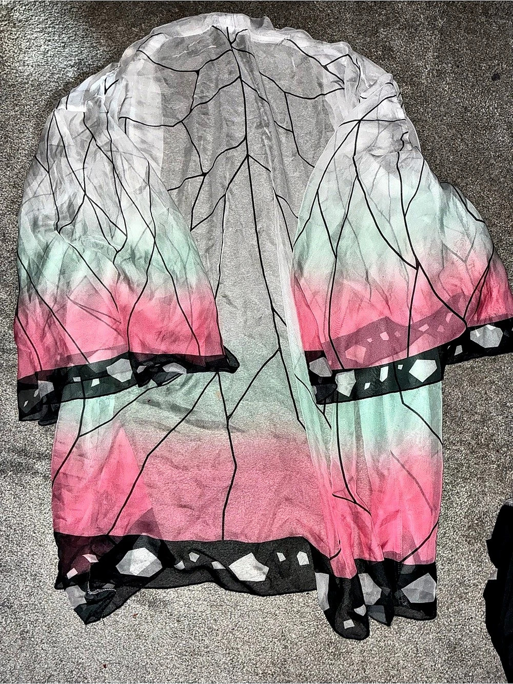 Demon slayer shinobu kocho Kimono Cardigan Pink & Green butterfly Cape Medium